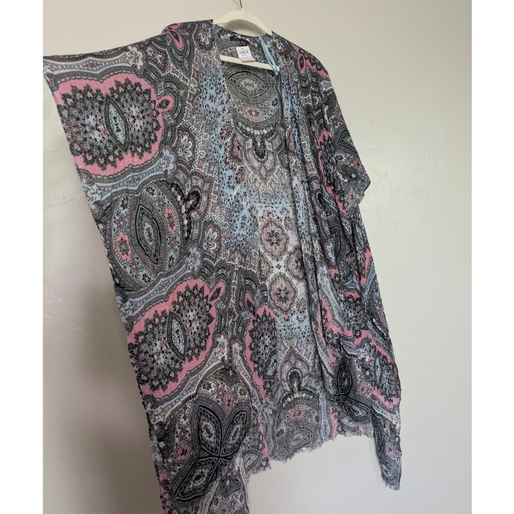 American Eagle Kimono Cardigan Women One Size Pink Paisley Boho Open Front NWT